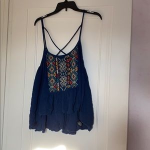 blue patterned tank